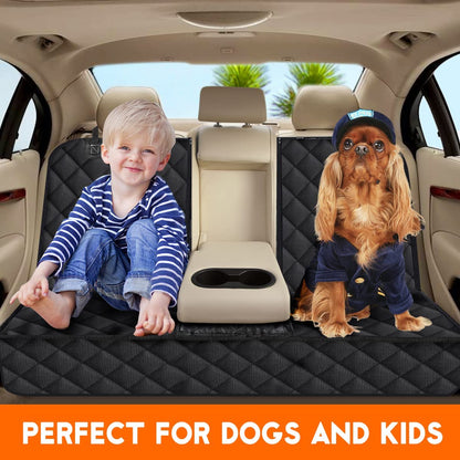 Dog Car Seat Cover - Waterproof Back Seat Protector for Pets, Non-Slip Design Compatible with Most Cars, Trucks, and SUVs - Black