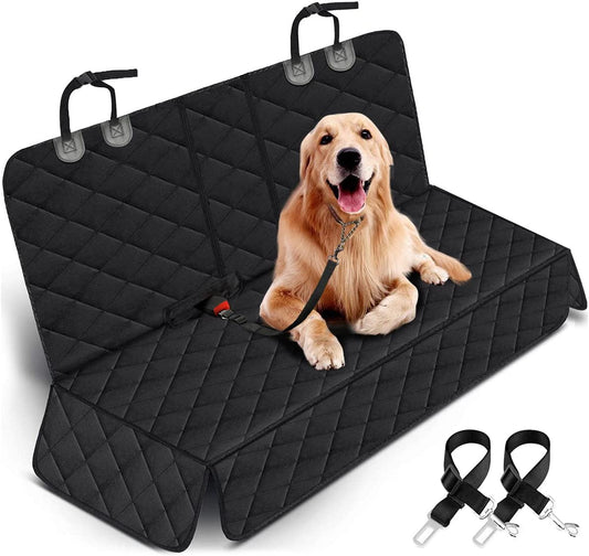 Dog Car Seat Cover - Waterproof Back Seat Protector for Pets, Non-Slip Design Compatible with Most Cars, Trucks, and SUVs - Black
